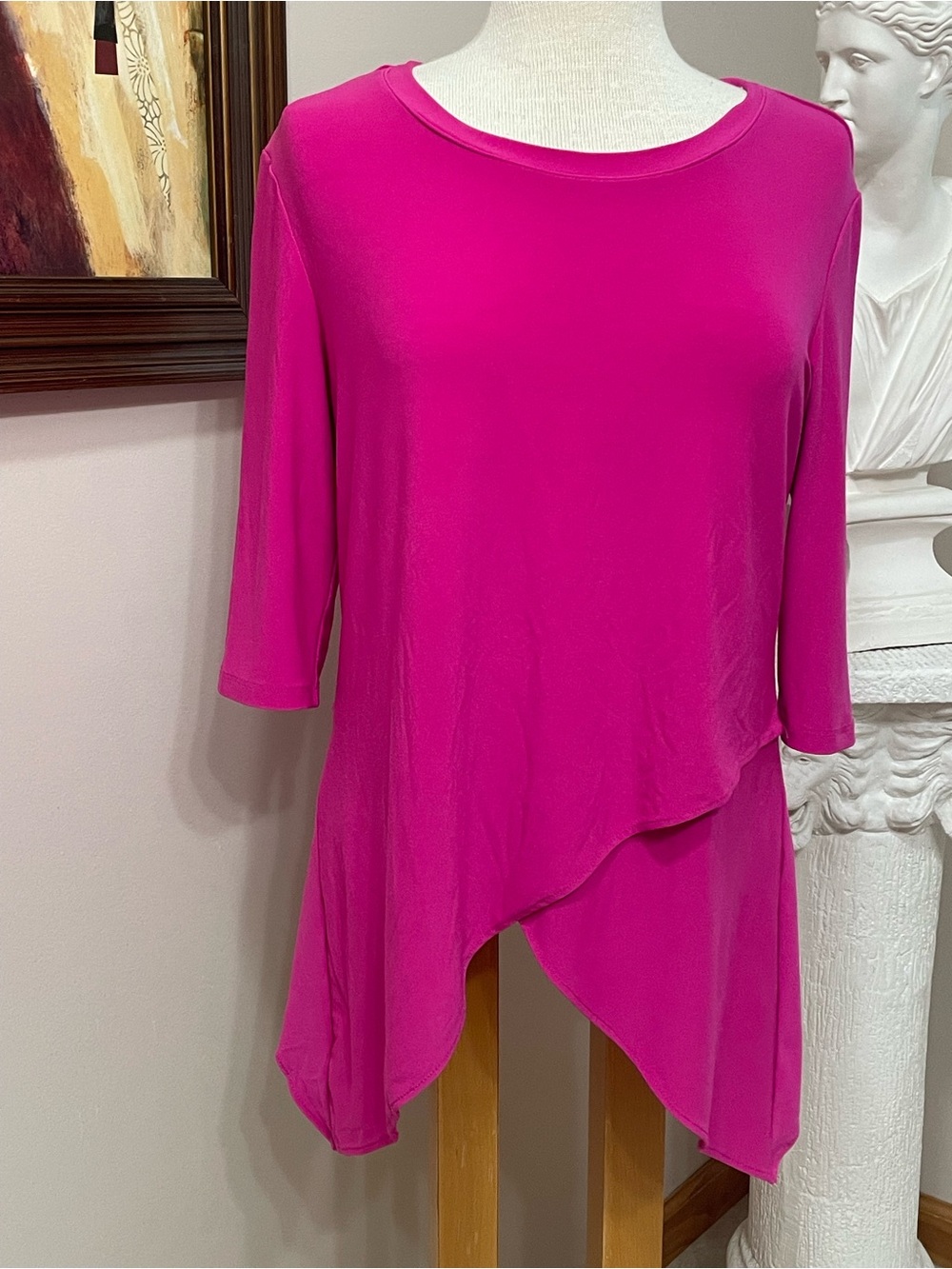Joesph Ribkoff Hot Pink Asymmetrical Hem 12 Tunic Size 12